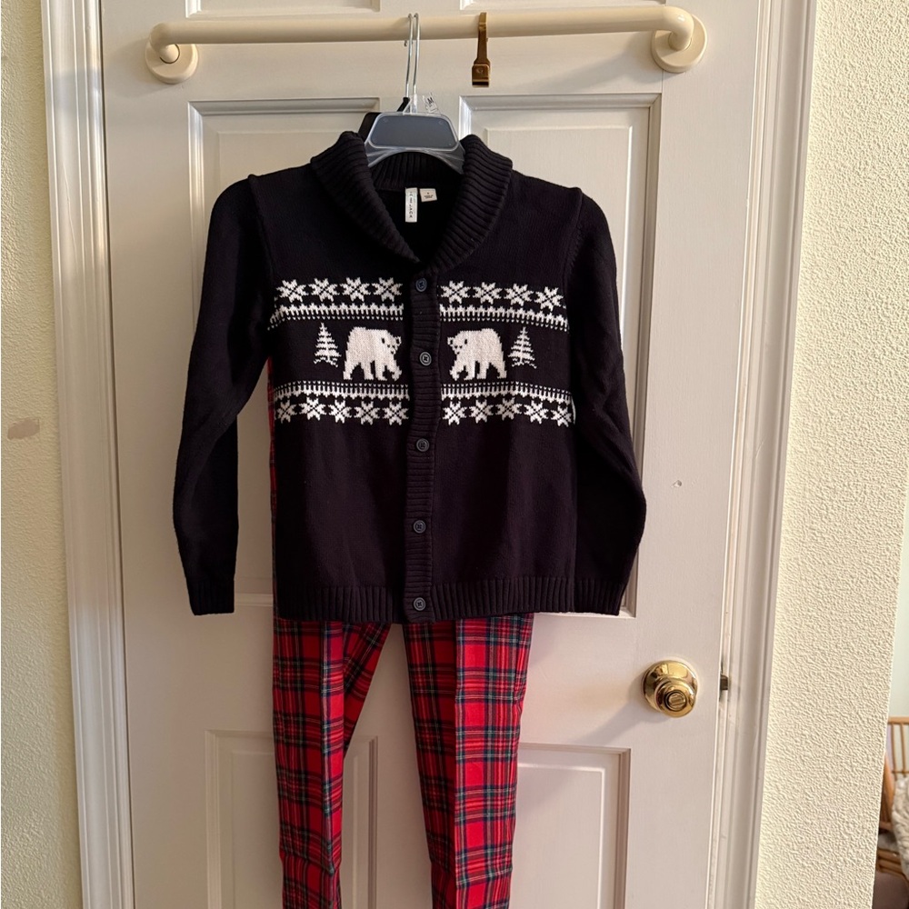 Janie and Jack Black and White Shawl Collar Cardigan Sweater